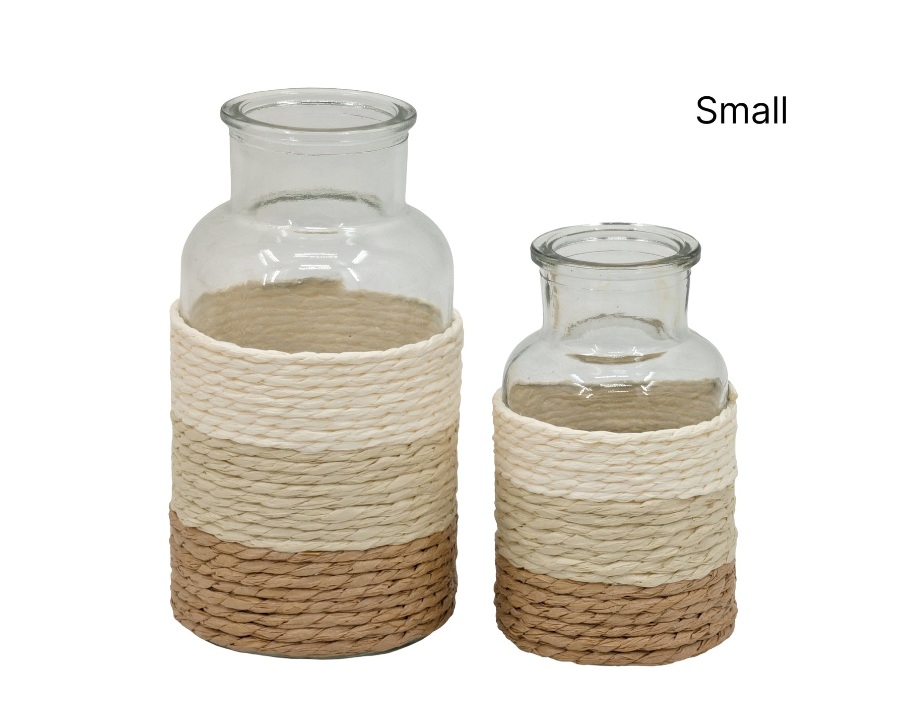Premium Paper Rope Glass Jars – Natural & White 24 Pack, 12cm