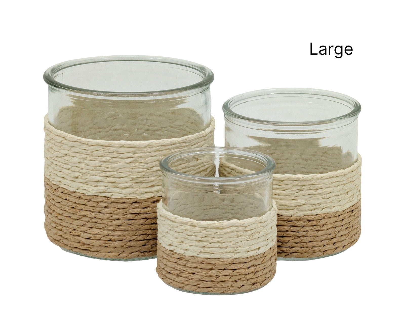 Premium Paper Rope Glass Jars – Natural & White 12 Pack, 12cm