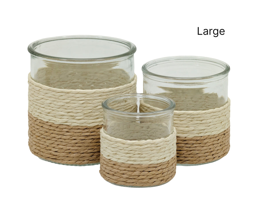 Premium Paper Rope Glass Jars – Natural & White 12 Pack, 12cm