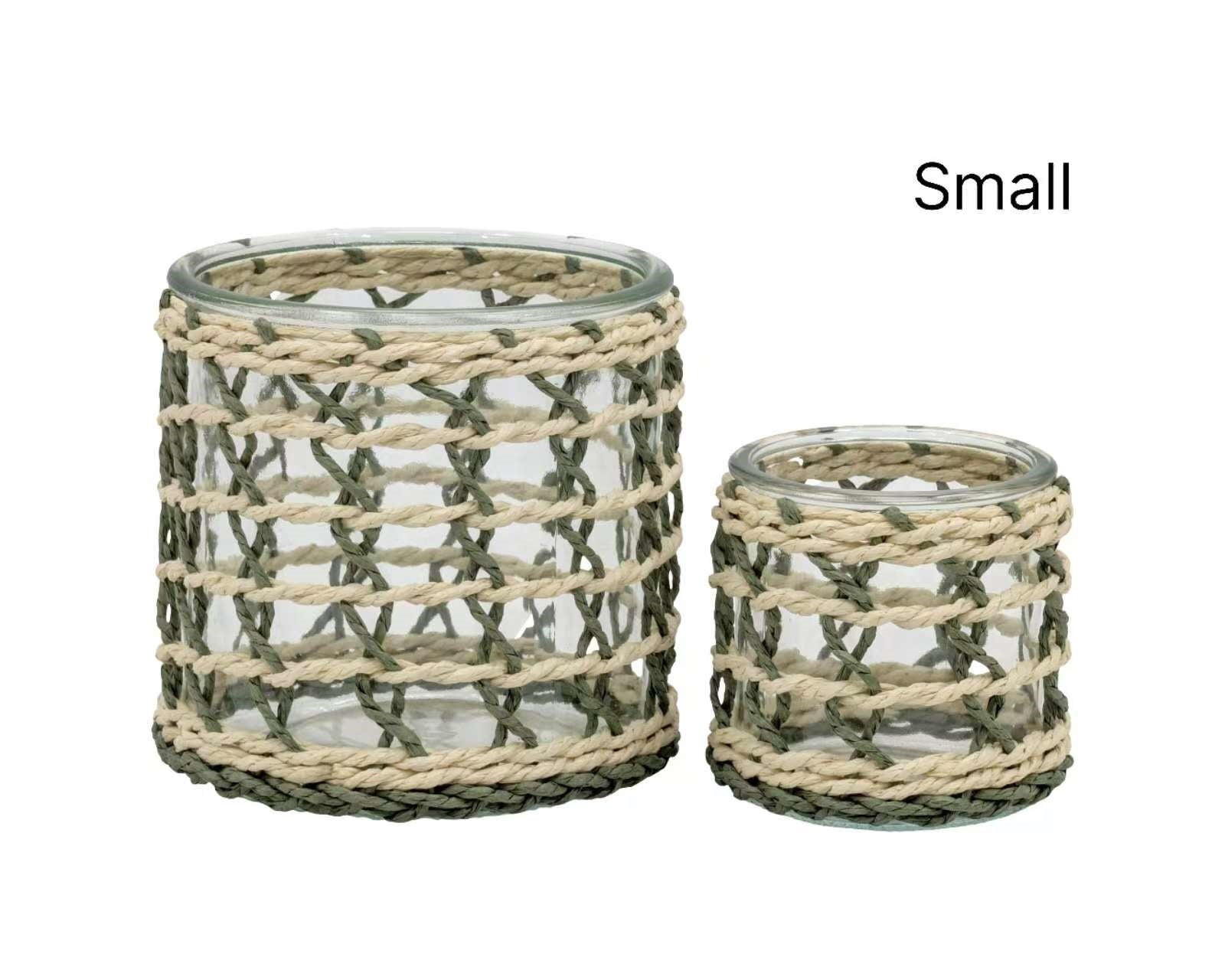 Premium Forest Green Paper Rope Glass Jars – 24 Pack, 8cm