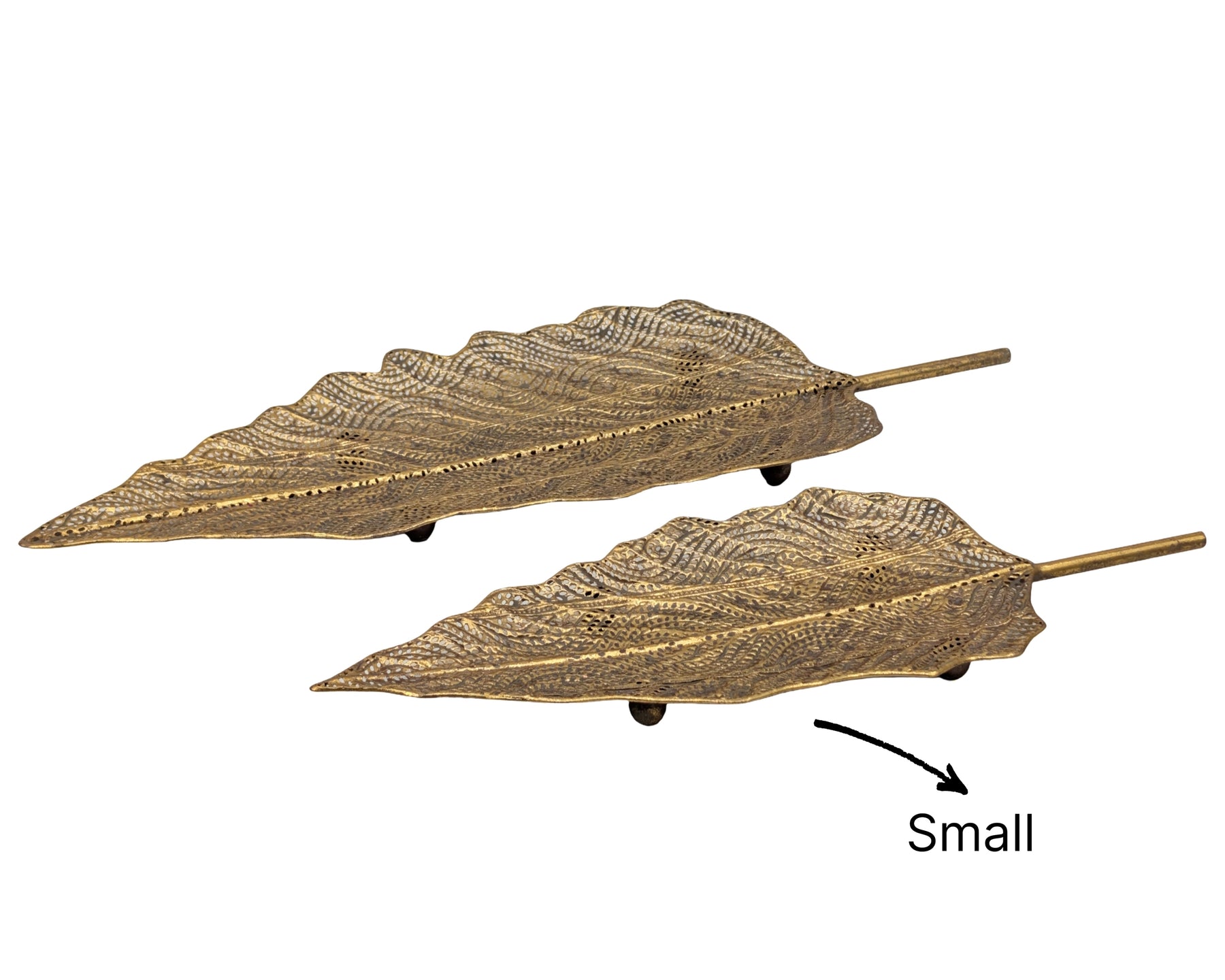 Bulk 6 Rustic Gold Metal Leaf Trays Decorative Serving Display 51cm