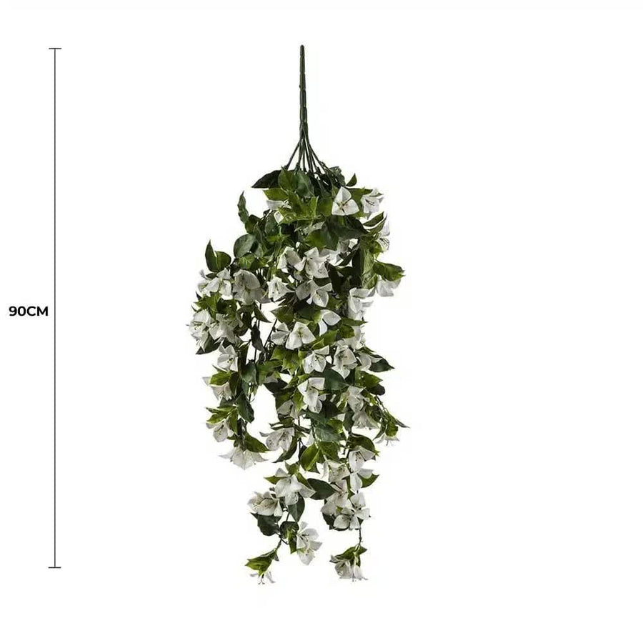 Artificial Bougainvillea Hanging Garland Bush 90cm UV Resistant White Flowers - SuperSaverAU - view 1