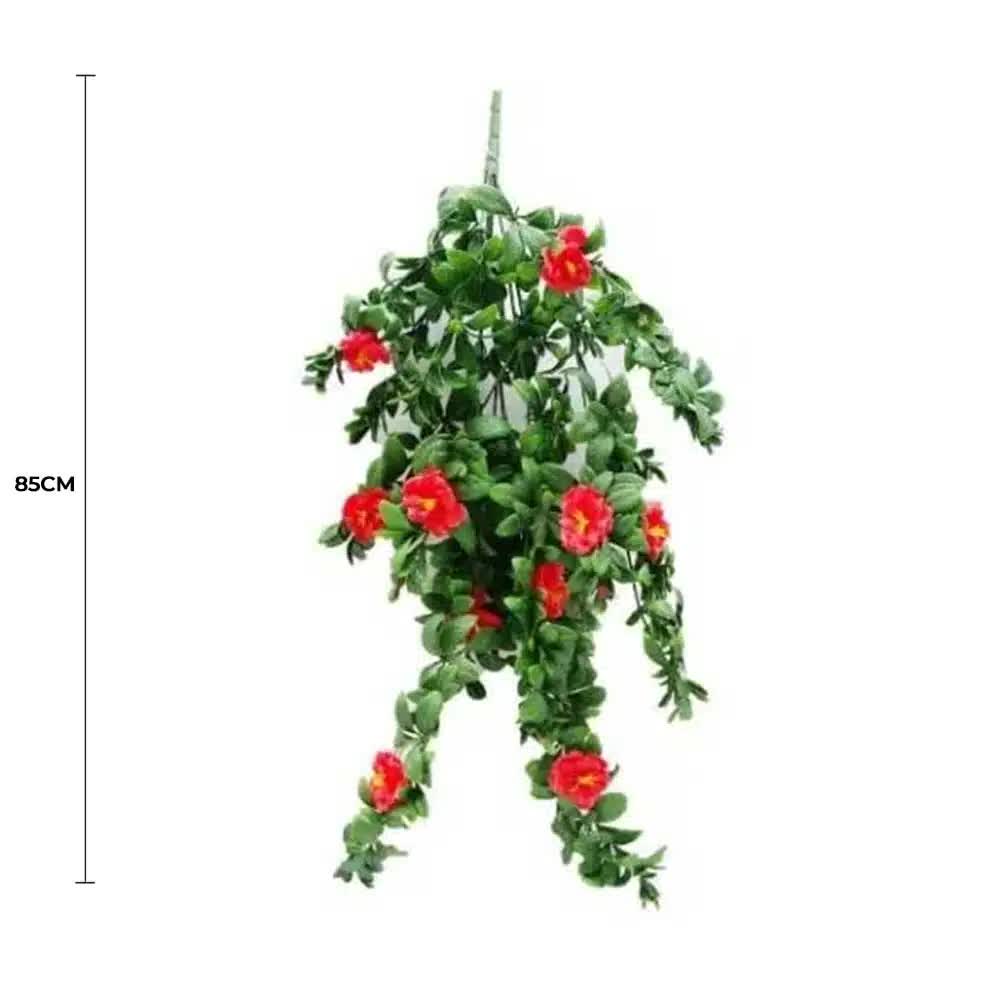 Hanging Red Rose Stem UV Resistant 85cm - Lifelike Elegance for Indoor/Outdoor Decor - SuperSaverAU - view 1
