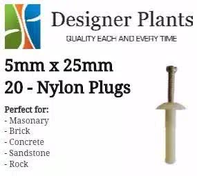 Nylon Plug 5mm x 25mm - 20 Pieces for Vertical Garden Installation - SuperSaverAU - view 1