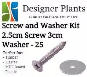 Designer Plants Screw and Washer Kit for Timber and Plaster - 25 Pack - SuperSaverAU - view 1