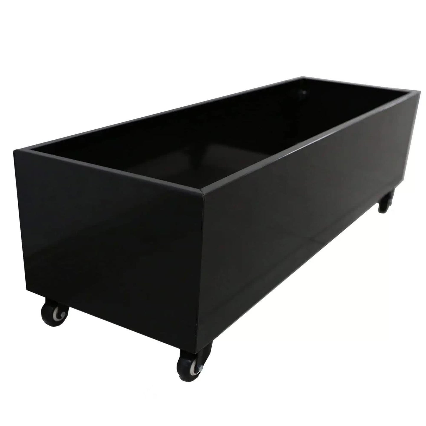 Designer Plants Metal Planter with Wheels 110cm Long, Black, Flat Pack