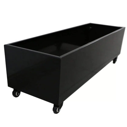 Designer Plants Metal Planter with Wheels 110cm Long, Black, Flat Pack