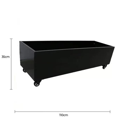Designer Plants Metal Planter with Wheels 110cm Long, Black, Flat Pack