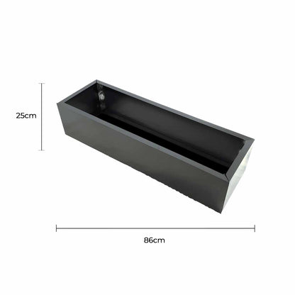 Grey Metal Planter 86cm x 34cm x 25cm for Designer Plants, Easy Assembly