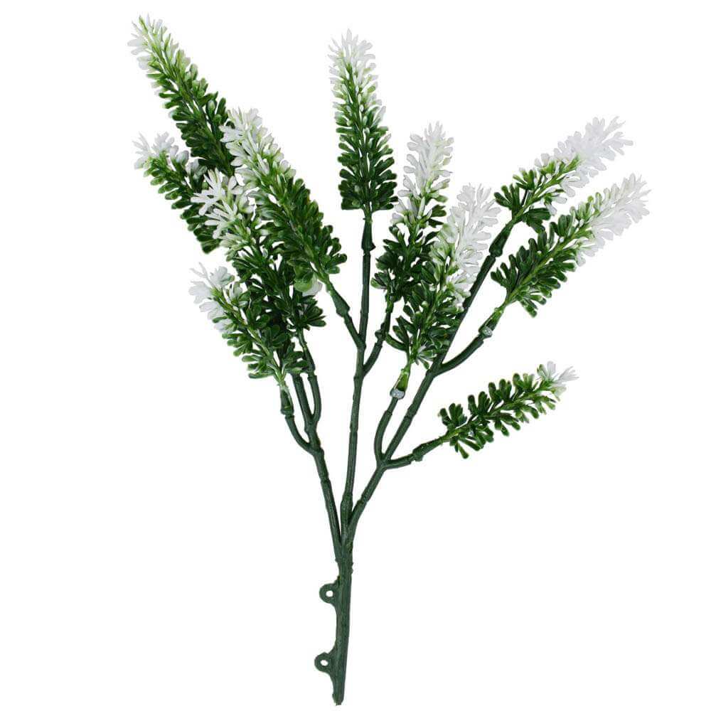 Designer Plants Small White Artificial Lavender Stem UV Resistant 26cm - Realistic, Versatile, Long-Lasting - SuperSaverAU - view 1