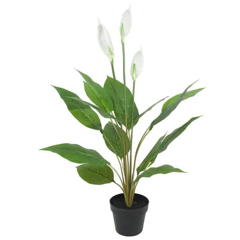 Potted Faux Flowering Peace Lily Plant 95cm - No Maintenance Indoor Decor - SuperSaverAU - view 1