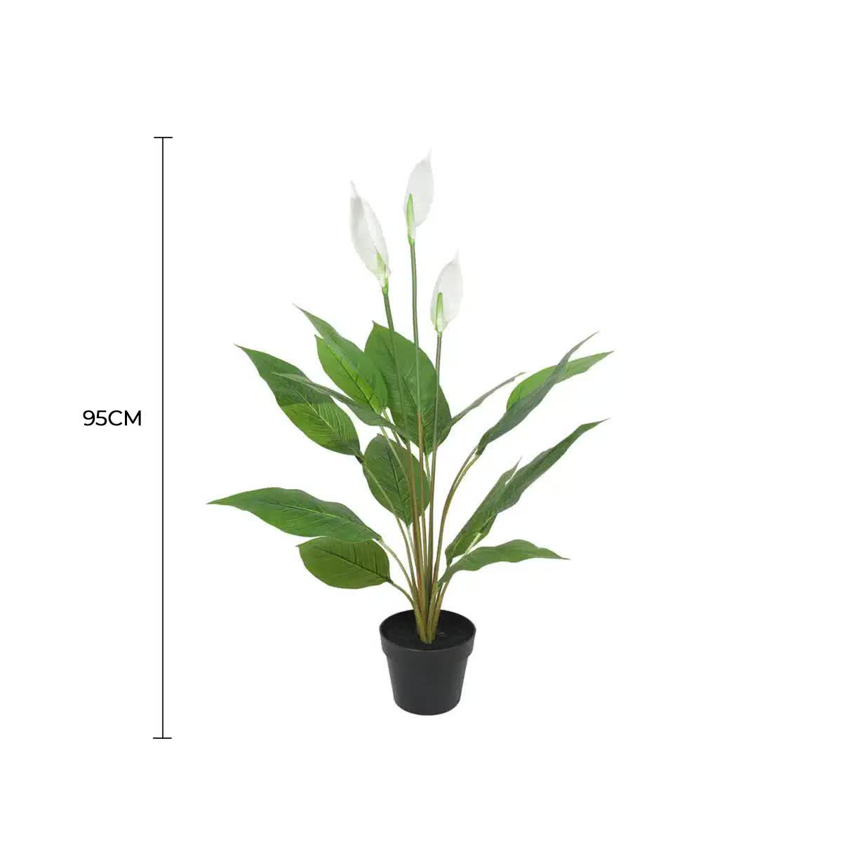 Potted Faux Flowering Peace Lily Plant 95cm - No Maintenance Indoor Decor - SuperSaverAU - view 2