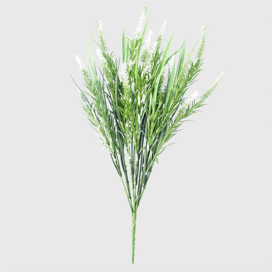 Long Artificial Lavender Stem (White) 50cm UV Resistant