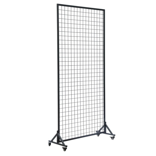 Flower Wall Stand on Wheels 2m x 1m - Portable Event Screen, Black Mesh Frame