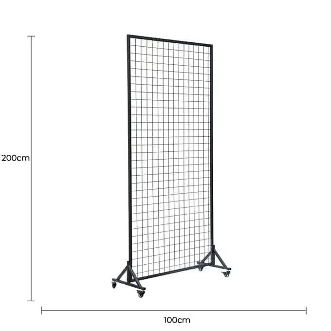 Flower Wall Stand on Wheels 2m x 1m - Portable Event Screen, Black Mesh Frame