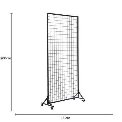 Flower Wall Stand on Wheels 2m x 1m - Portable Event Screen, Black Mesh Frame