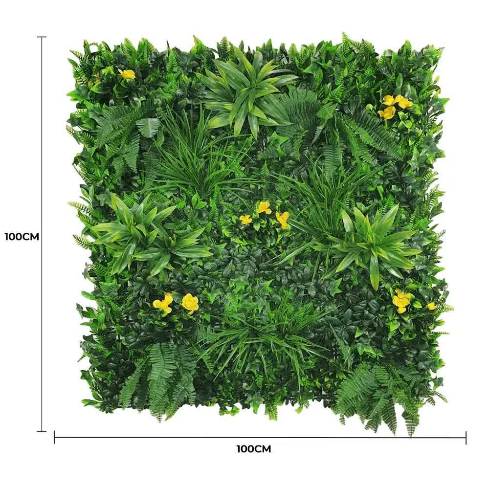 Artificial Yellow Rose Vertical Garden Wall UV Stabilised 25cm x 25cm Sample