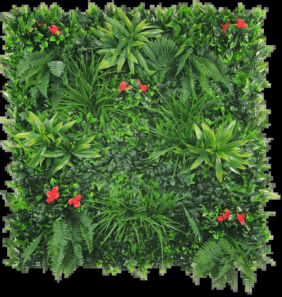 Artificial Elegant Red Rose Vertical Garden Wall Sample Panel 25cm x 25cm UV Stabilised