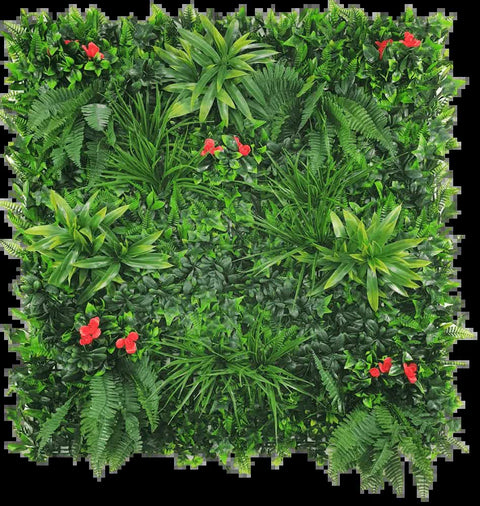 Artificial Elegant Red Rose Vertical Garden Wall Sample Panel 25cm x 25cm UV Stabilised - SuperSaverAU - view 1