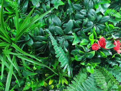 Artificial Elegant Red Rose Vertical Garden Wall Sample Panel 25cm x 25cm UV Stabilised