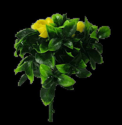 Artificial Flowering Yellow Rose Jasmine Stem UV Resistant 30cm