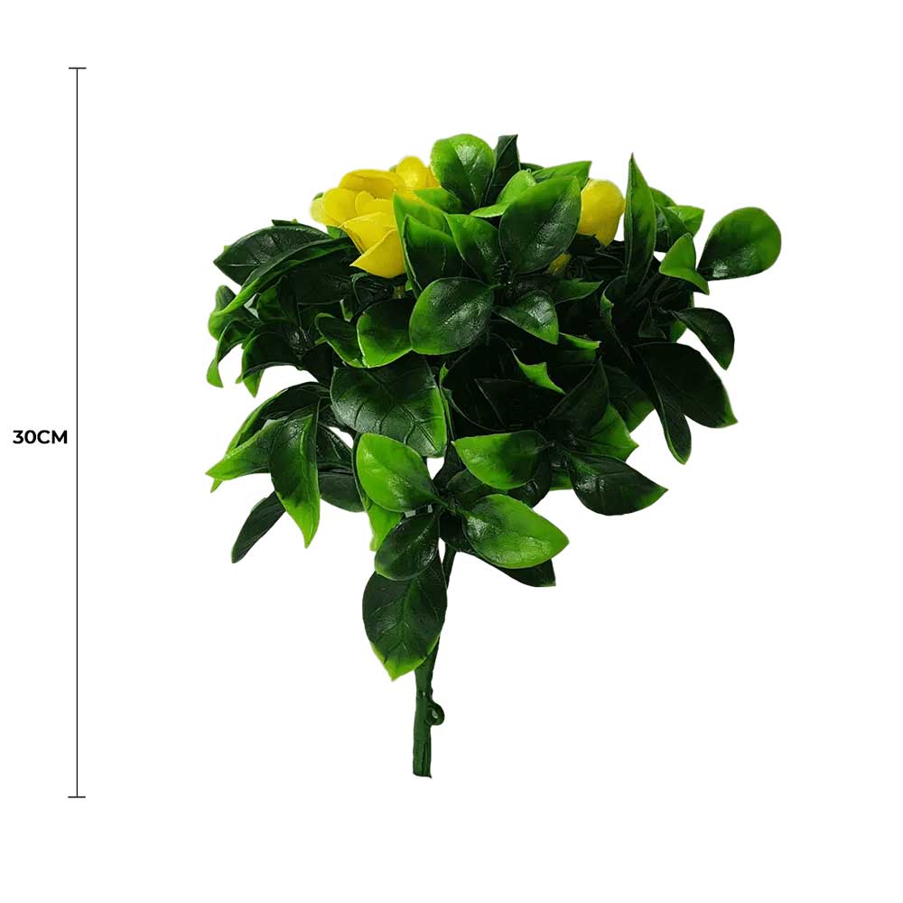 Artificial Flowering Yellow Rose Jasmine Stem UV Resistant 30cm