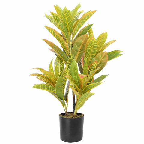 Stunning Yellow/Red Potted Croton 55cm - Elegant Indoor/Outdoor Faux Plant - SuperSaverAU - view 1