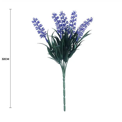 Designer Plants Artificial Lavender Stem UV Resistant 32cm - Realistic Purple Flowers