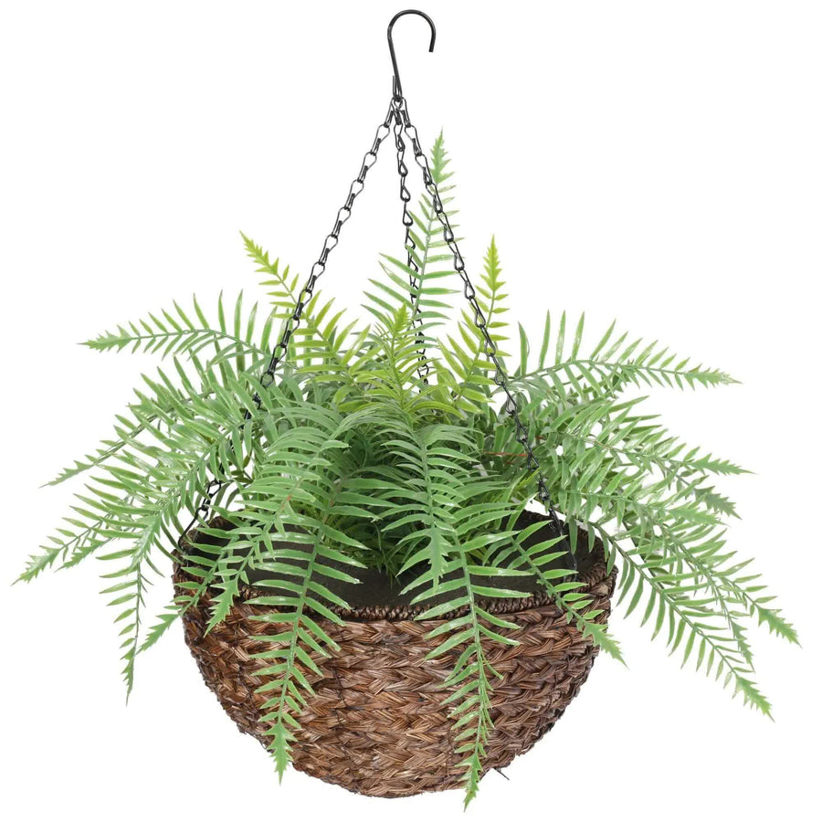 Large Artificial Fern Hanging Basket 48CM Diameter, UV Resistant, Outdoor Suitable - SuperSaverAU - view 1