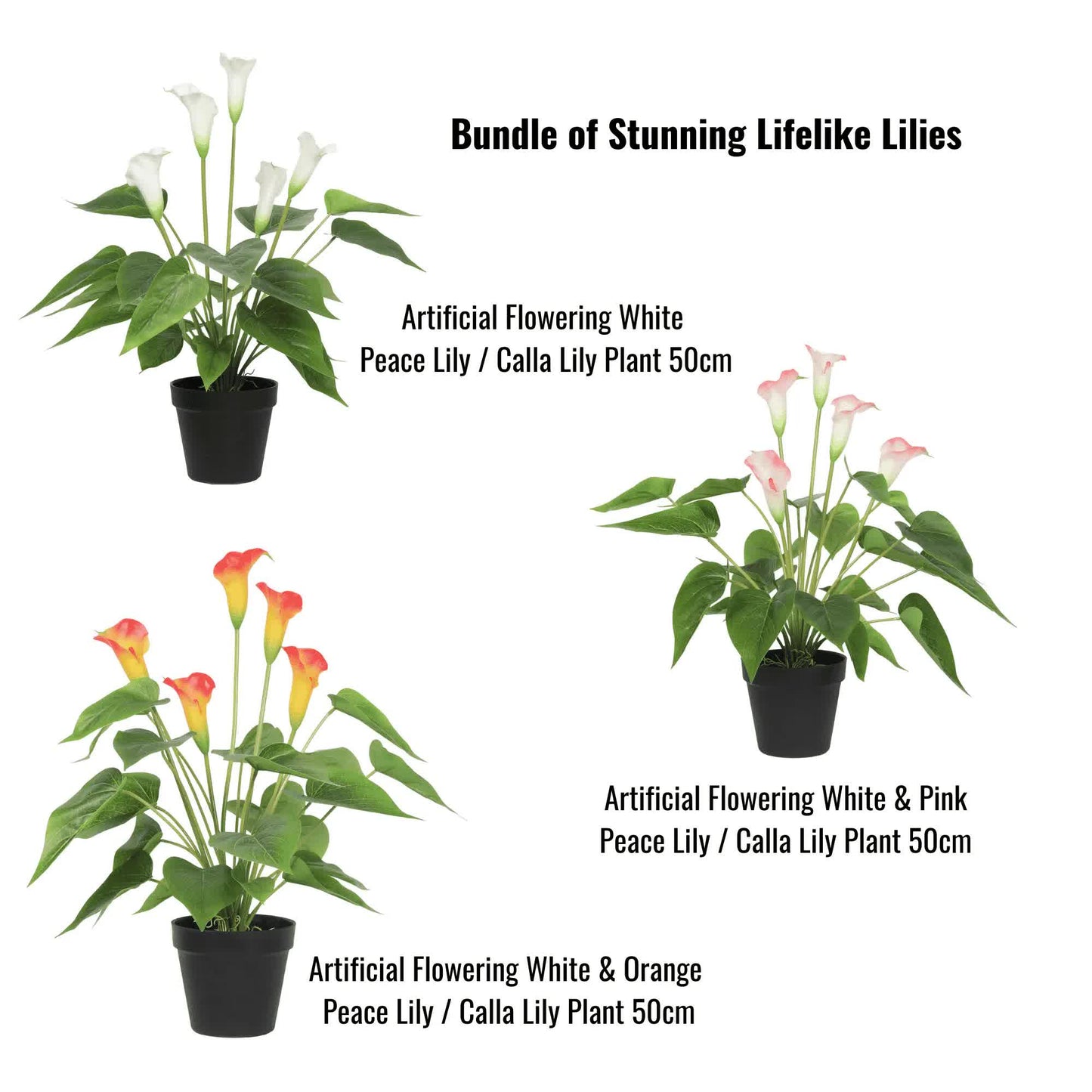 Designer Plants Stunning Lifelike Lilies Bundle - 3 Artificial Lilies in Pot