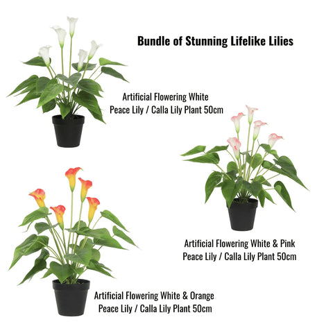 Designer Plants Stunning Lifelike Lilies Bundle - 3 Artificial Lilies in Pot - SuperSaverAU - view 1