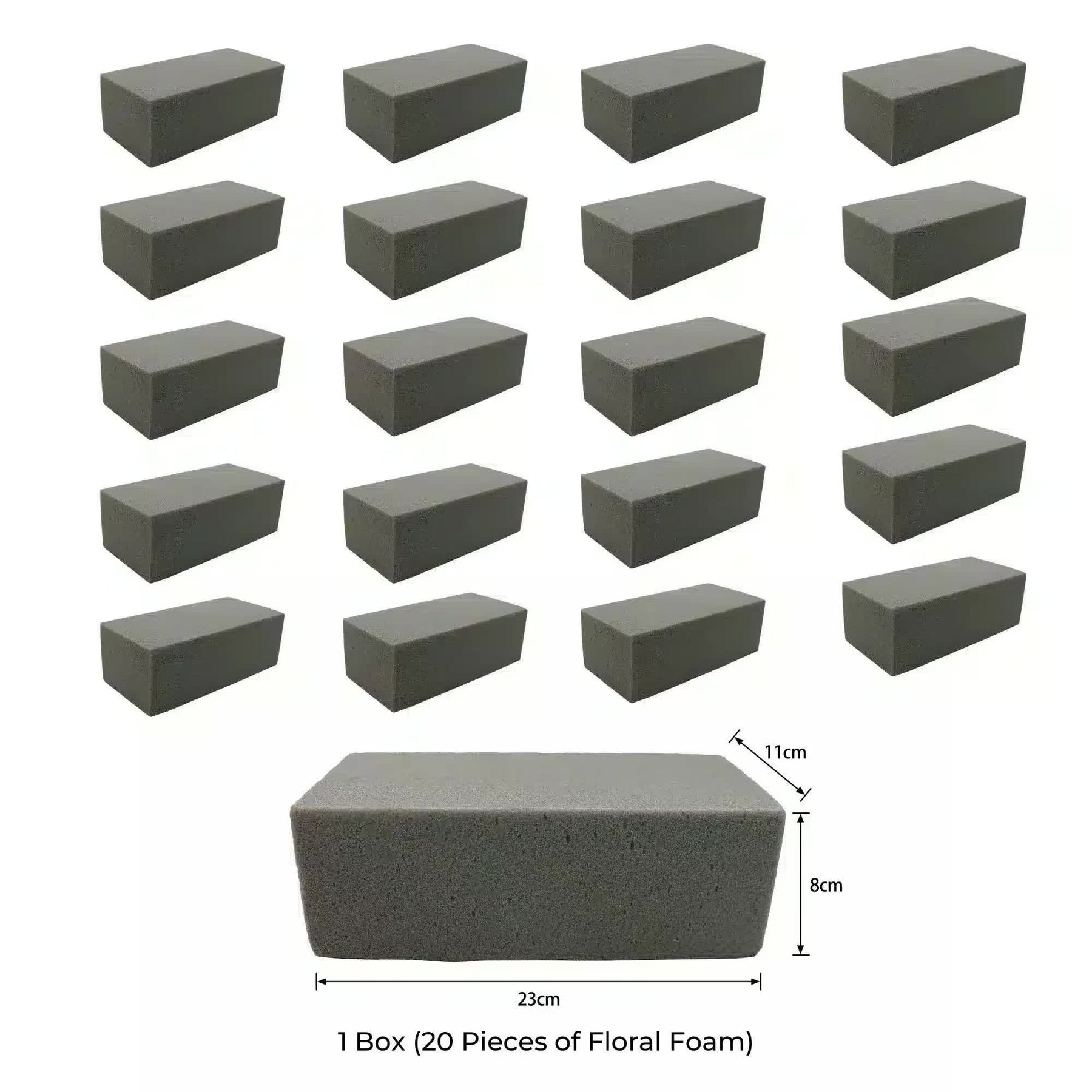 Dry Floral Foam Blocks - 20 Pieces, 23cm x 11cm x 8cm, Formaldehyde Free - SuperSaverAU - view 1