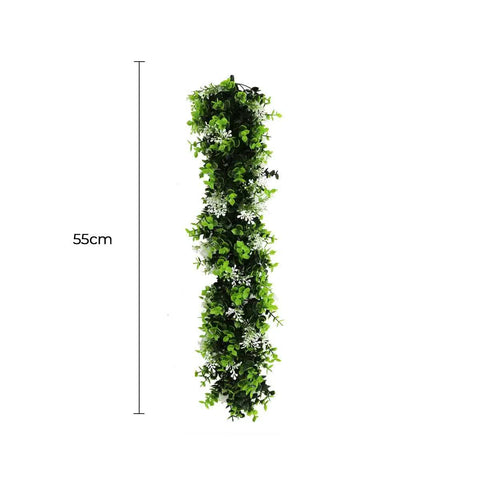 Artificial UV Resistant Extendable Hanging Flowering White Eucalyptus Vine 55cm - SuperSaverAU - view 1