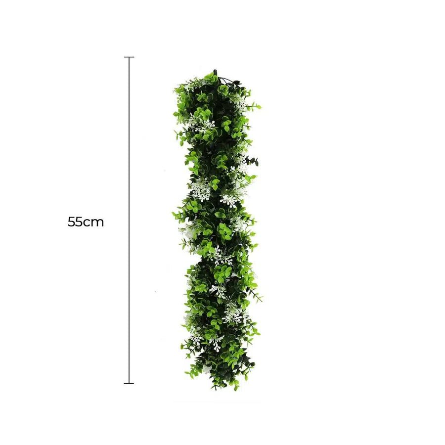 Artificial UV Resistant Extendable Hanging Flowering White Eucalyptus Vine 55cm - SuperSaverAU - view 1