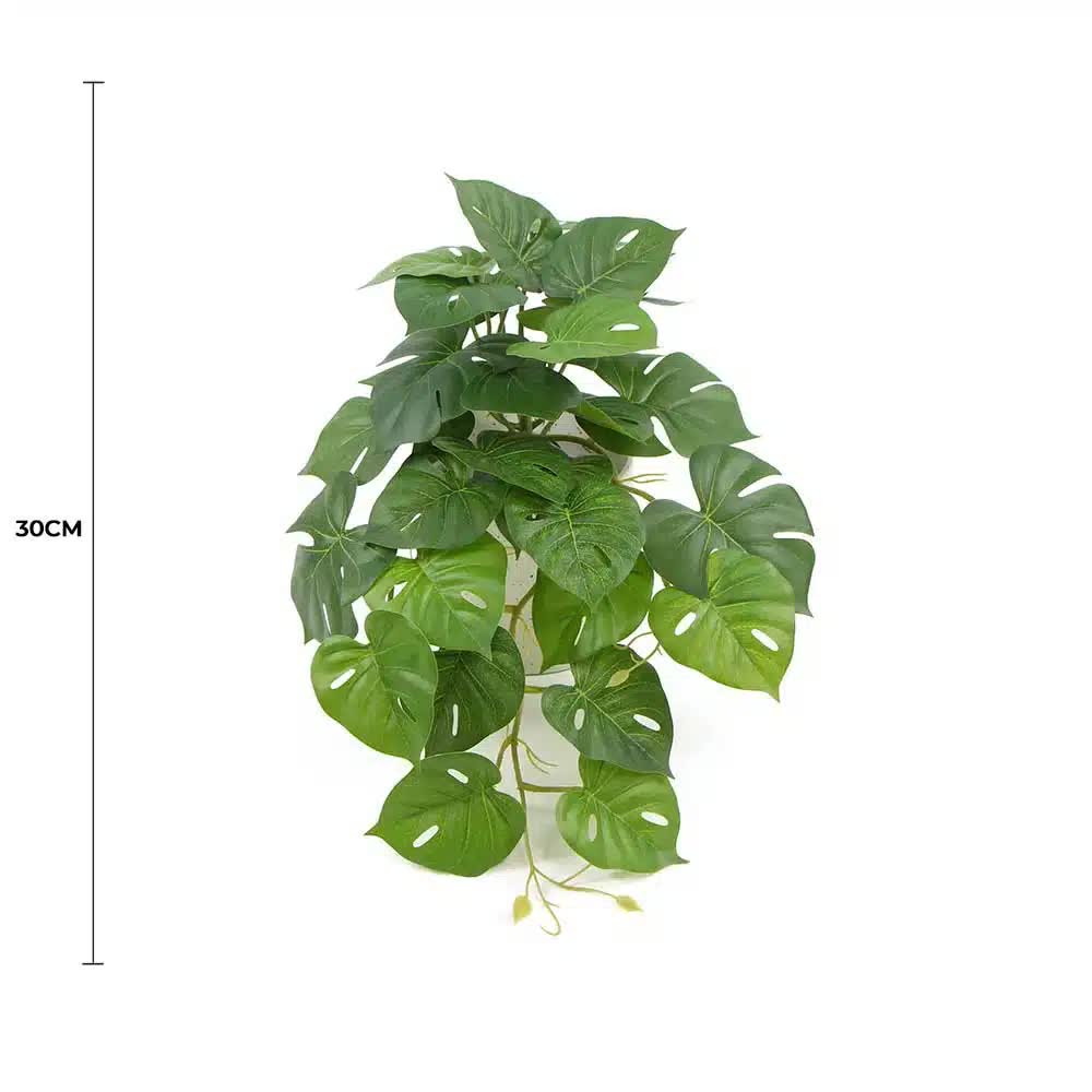 Decorative Ceramic Bowl Potted Artificial Monstera Plant 30cm - Indoor Use - SuperSaverAU - view 2