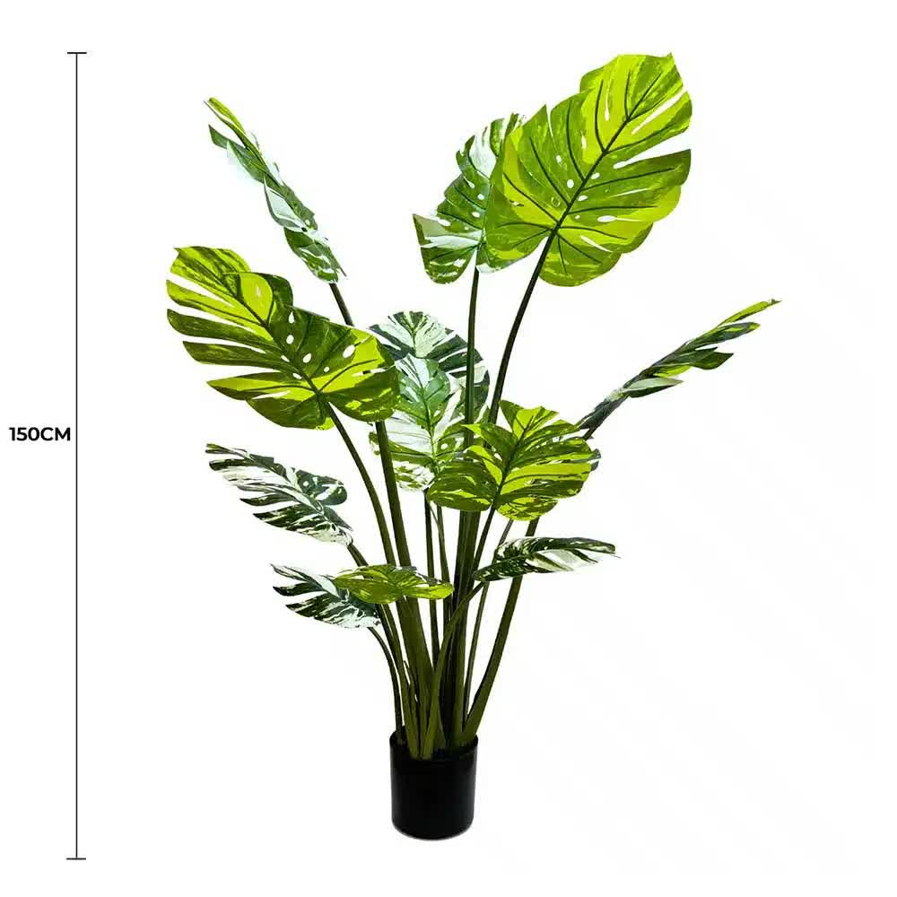 Luxe Foliage 150cm Artificial Potted Monstera & Palm Plant - Zero Maintenance - SuperSaverAU - view 1