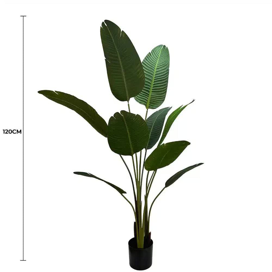 Serenity Banana Palm Tree 120cm - Artificial Plant in Modern Black Pot - SuperSaverAU - view 1