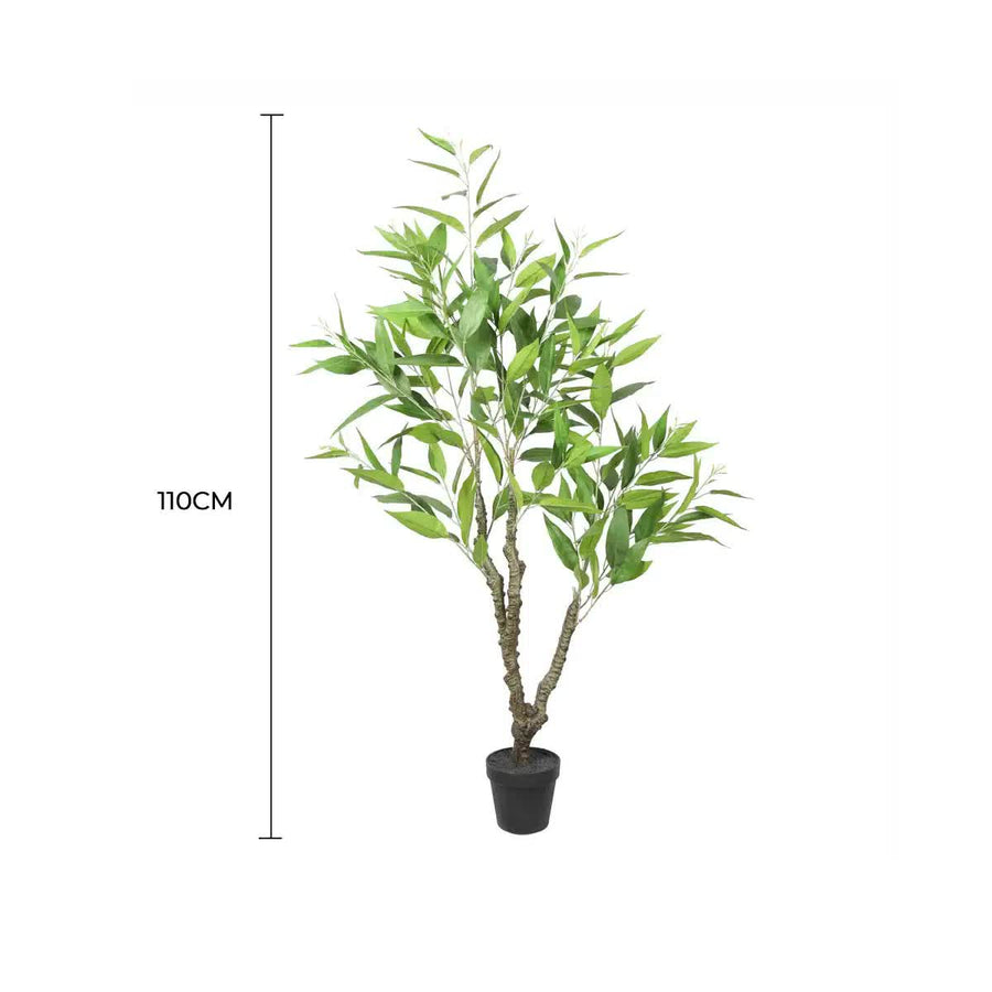 Potted Faux Eucalyptus Tree 110cm - Hand-Crafted, Zero-Maintenance Indoor Plant - SuperSaverAU - view 1