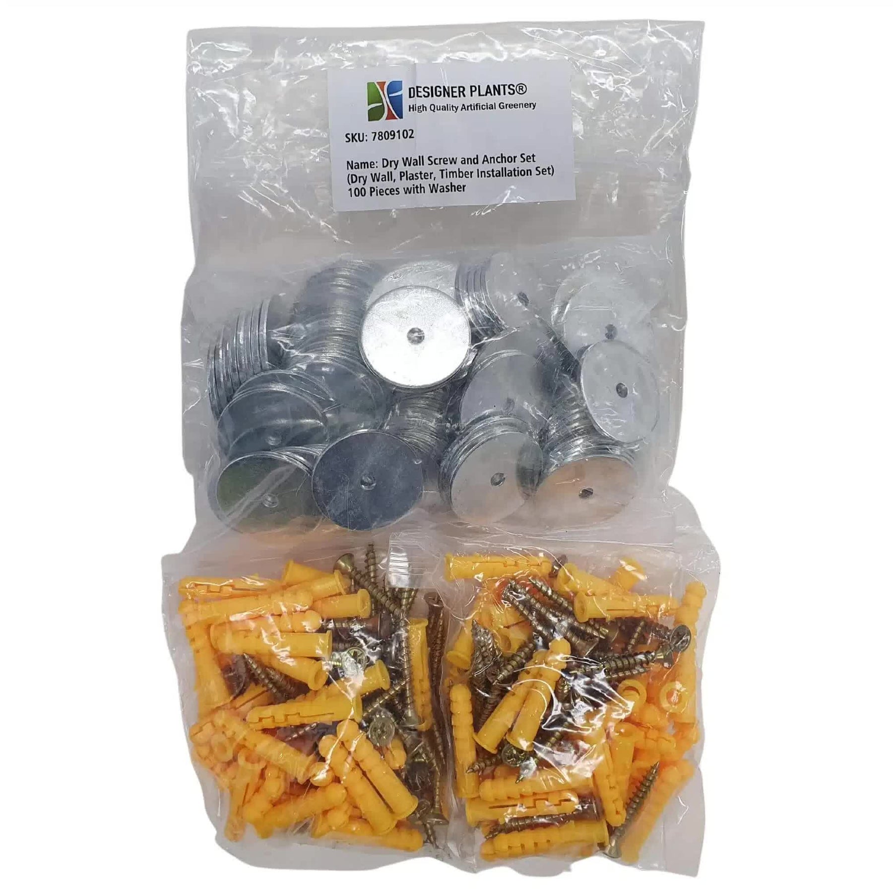 Designer Plants 2.7cm Screw/Plug & 3cm Washer Kit 100 Pack for Green Wall - SuperSaverAU - view 1
