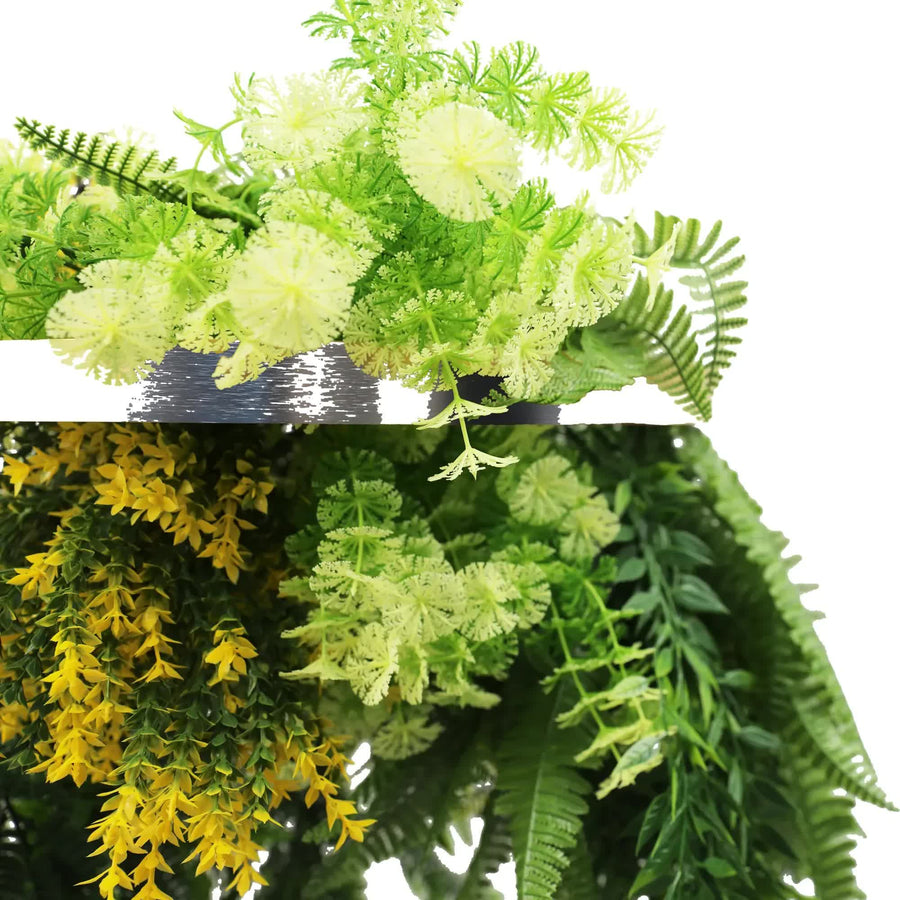 Silver Framed Hanging Green Wall Disc 40cm | UV Resistant, Lifelike Foliage - SuperSaverAU - view 1