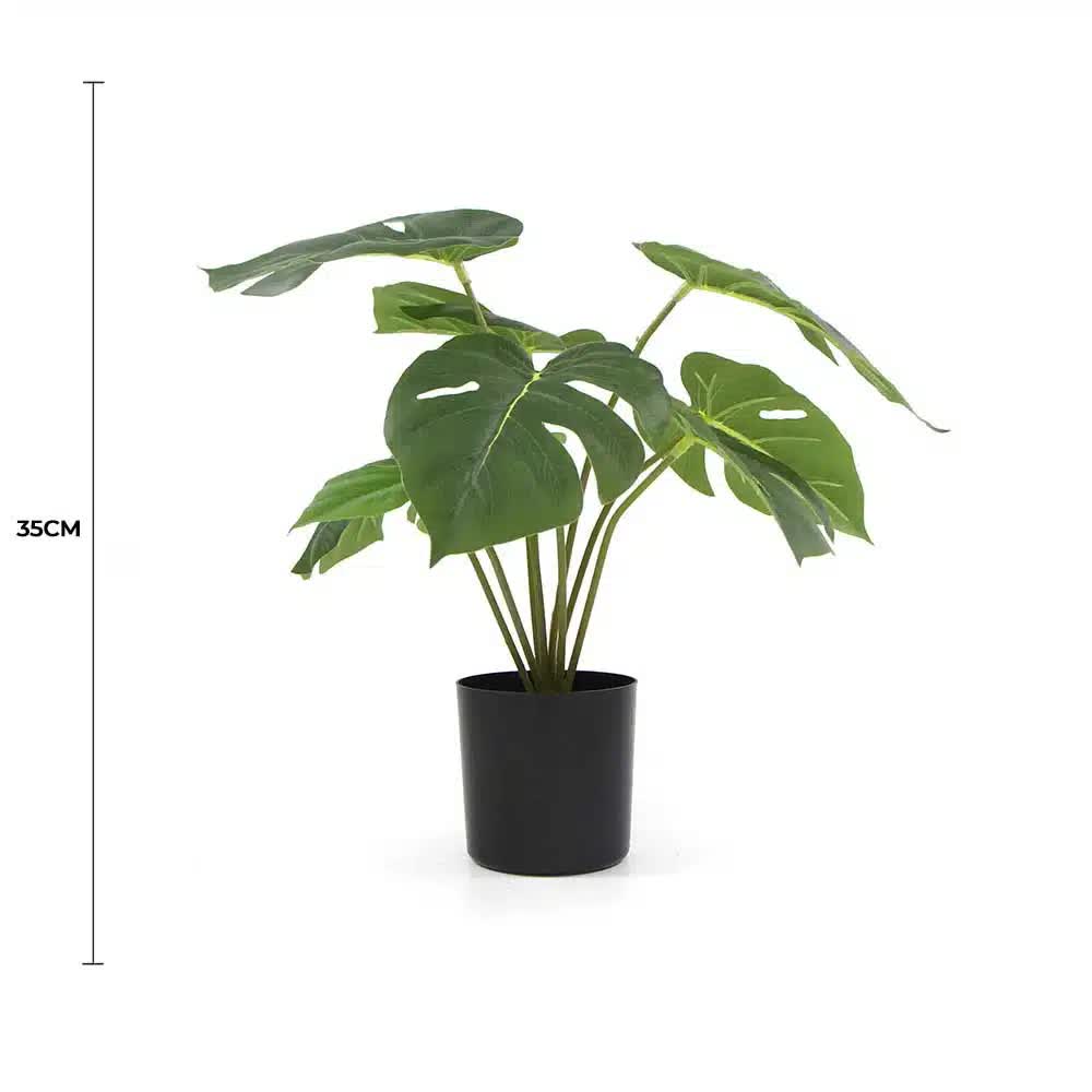 Potted Artificial Split Philodendron Plant with Real Touch Leaves 35cm - SuperSaverAU - view 1