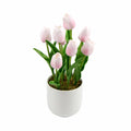 Artificial Flowering Pink Tulip Arrangement in Modern Planter 35cm - SuperSaverAU - view 1