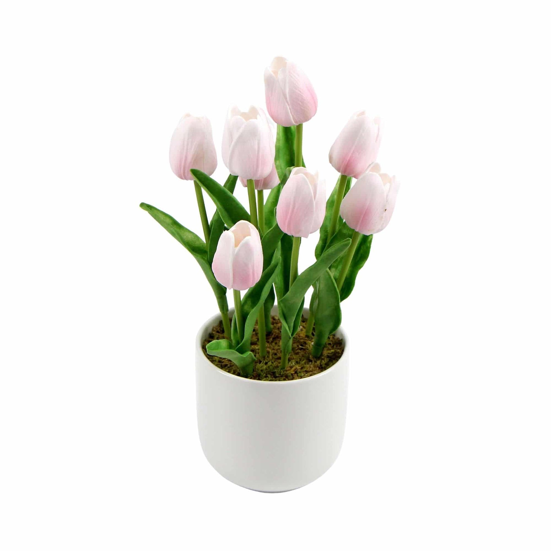 Artificial Flowering Pink Tulip Arrangement in Modern Planter 35cm - SuperSaverAU - view 1