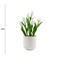 Artificial Flowering White Tulip Arrangement 35cm in Ceramic Bowl - Indoor Use - SuperSaverAU - view 2