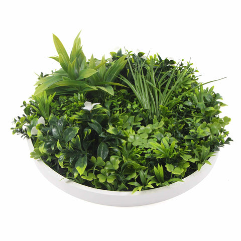Large Flowering White Artificial Green Wall Disc 100cm UV Resistant White Frame - SuperSaverAU - view 1