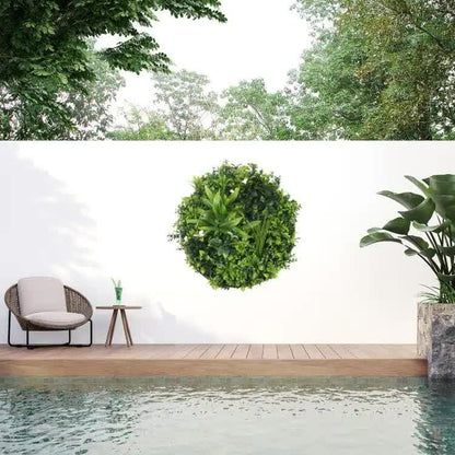 Large Flowering White Artificial Green Wall Disc 100cm UV Resistant White Frame