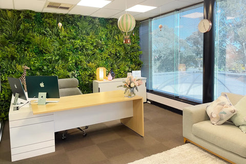 Large Flowering White Artificial Green Wall Disc 100cm UV Resistant Black Frame - SuperSaverAU - view 1