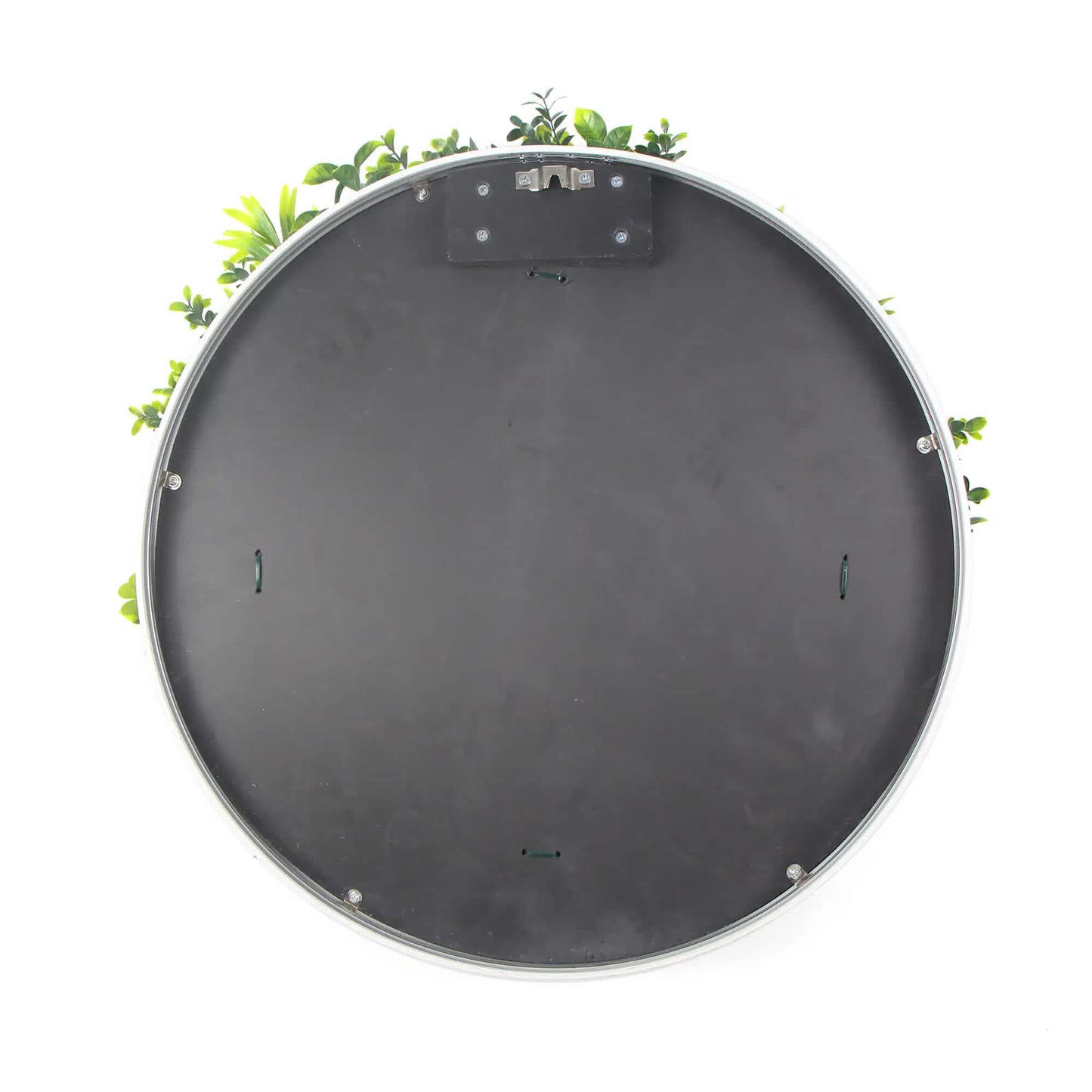 Large Flowering White Artificial Green Wall Disc 100cm UV Resistant Black Frame