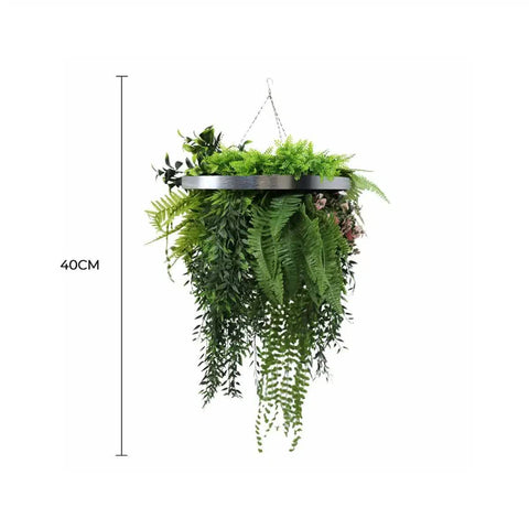 Premium Hanging Artificial Plant Arrangement 40cm UV Resistant Black Frame - SuperSaverAU - view 2