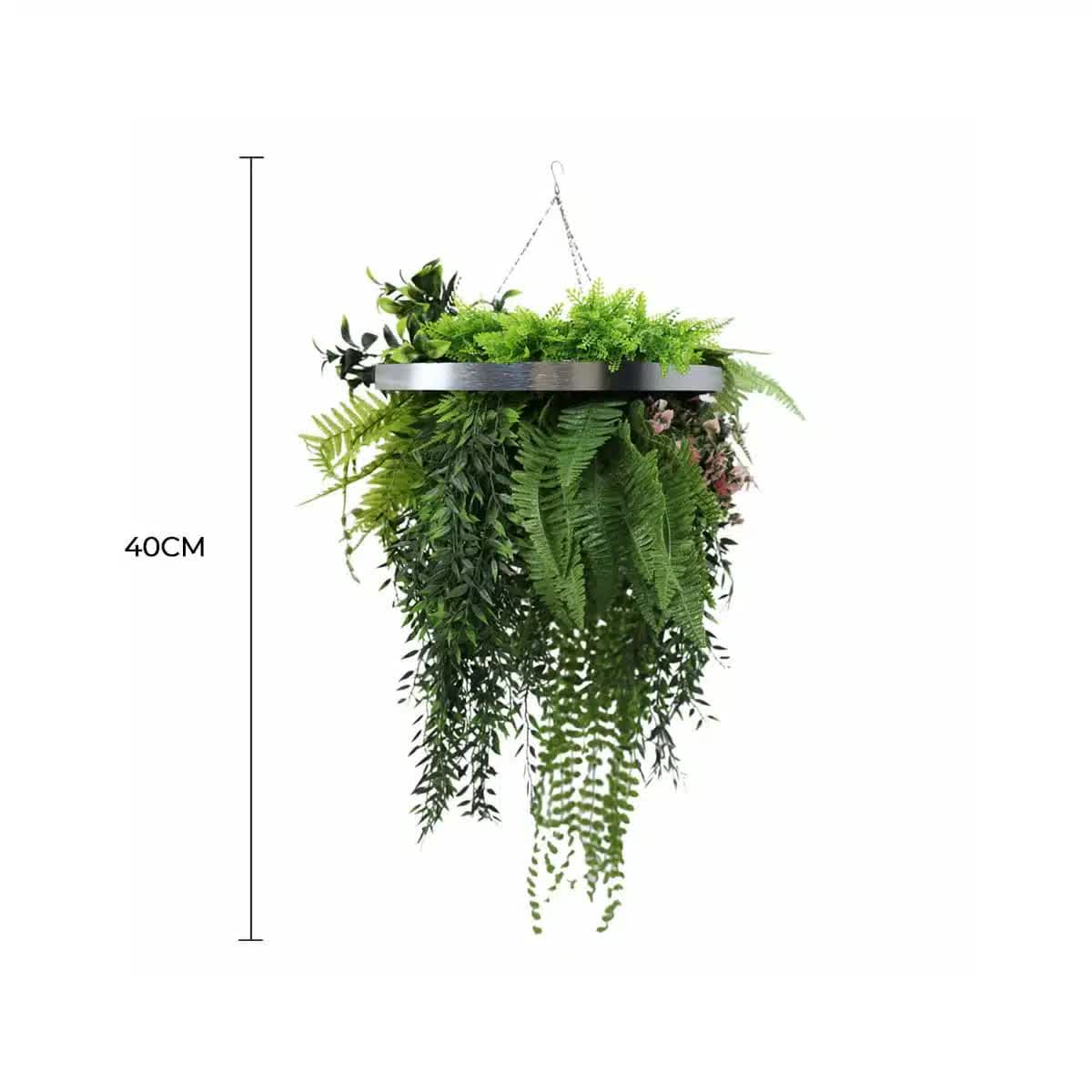 Premium Silver Hanging Frame 40cm UV Resistant Faux Plant Arrangement - SuperSaverAU - view 2